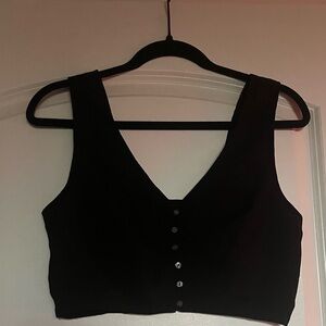 Madewell Black Sleeveless Buttoned Crop Top